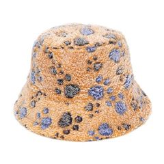 Colorful Faux Fur Bucket Hat with Striped Pattern