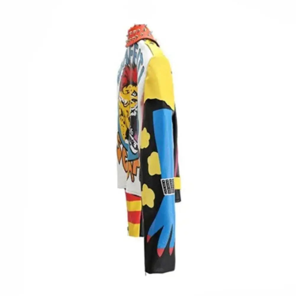 Colorful Girl Arms Motorcycle PU Leather Jacket - Jackets
