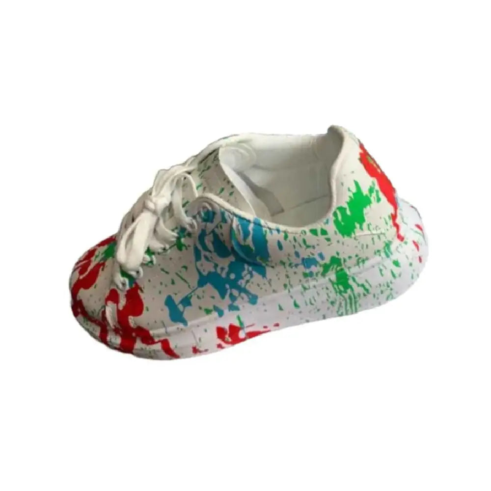 Colorful Graffiti PU Leather Sneakers - Shoes