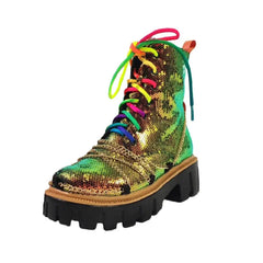 Colorful Laces Adorned With Chains Boots