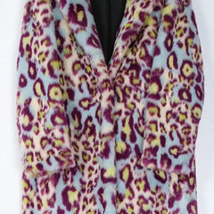 Colorful Leopard Print Faux Fur Coat