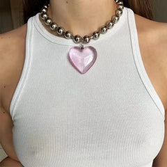 Colorful Love Heart Pendant Necklaces for Everyday Wear