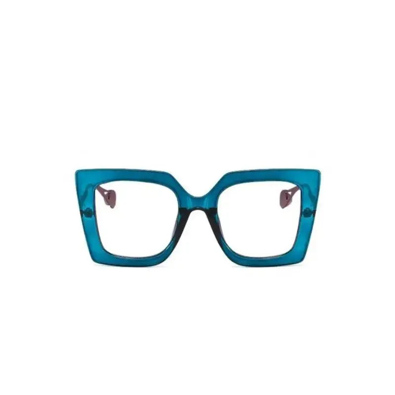 Colorful Oversized Square Eyeglass Frames - Blue Clear