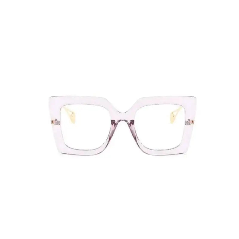 Colorful Oversized Square Eyeglass Frames - Gray Clear