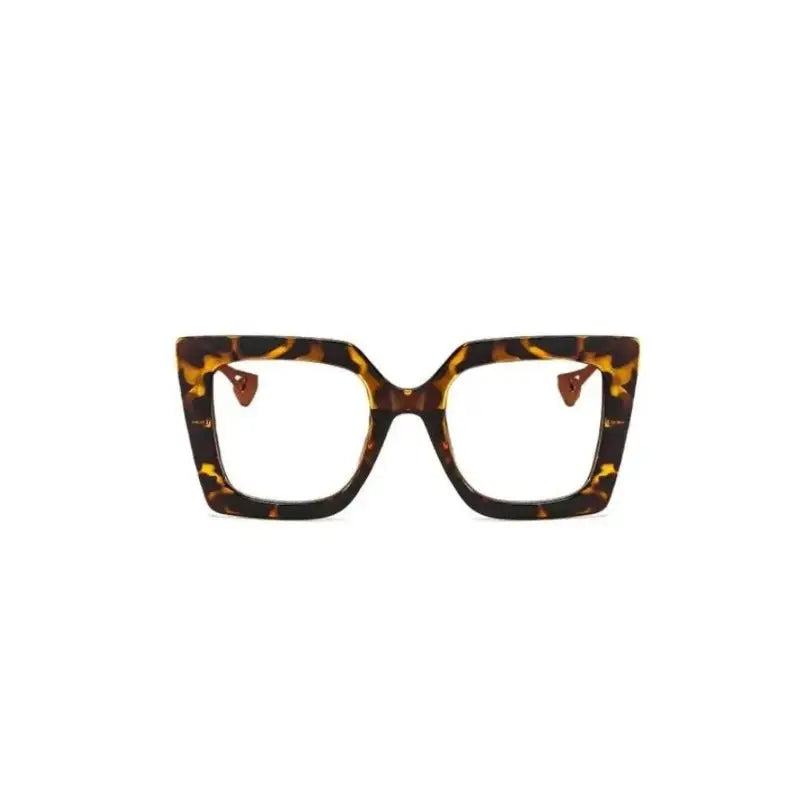 Colorful Oversized Square Eyeglass Frames - Leopard Clear