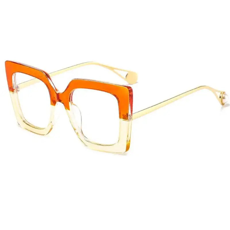 Colorful Oversized Square Eyeglass Frames - Orange - Glasses