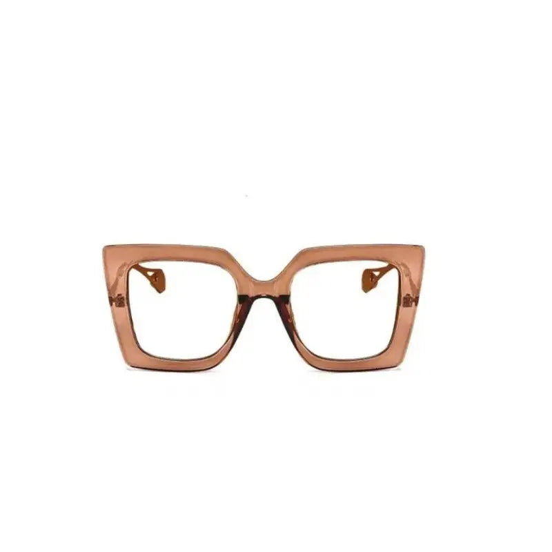 Colorful Oversized Square Eyeglass Frames - Tea Clear