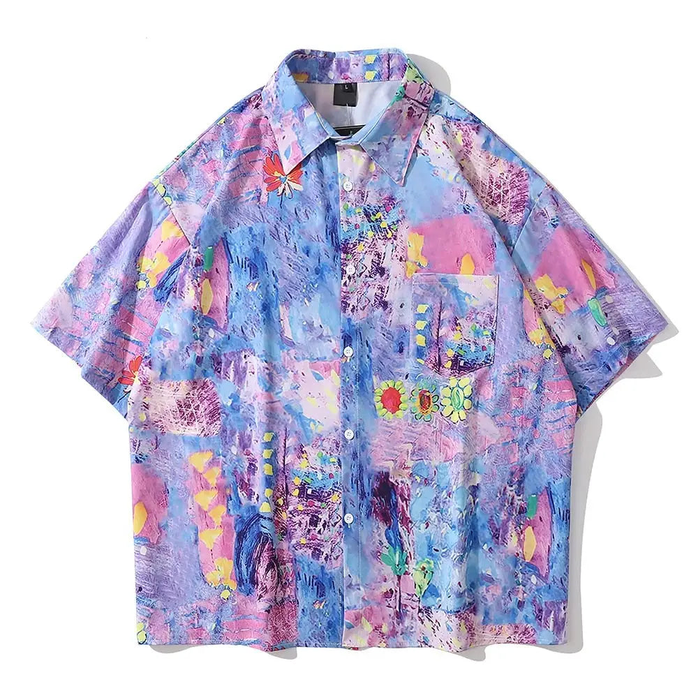 Colorful Printed Short Sleeved Shirt