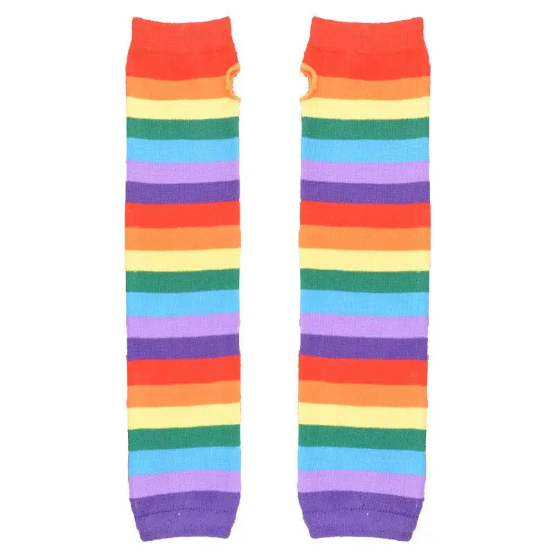 Colorful Rainbow Knee Socks and Arm Warmer Set