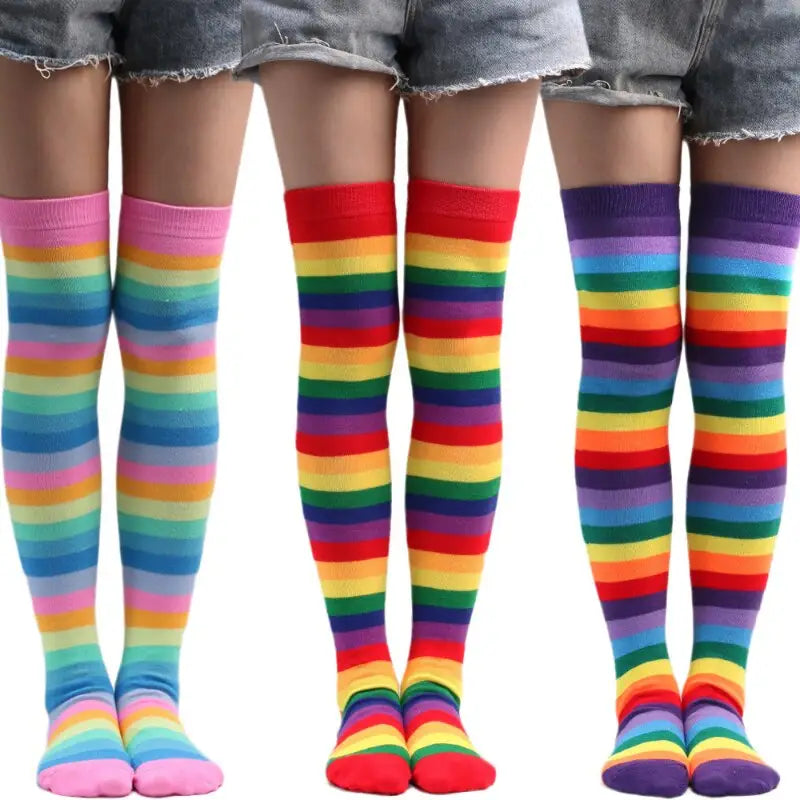 Colorful Rainbow Striped Long Socks