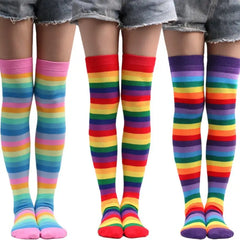 Colorful Rainbow Striped Long Socks