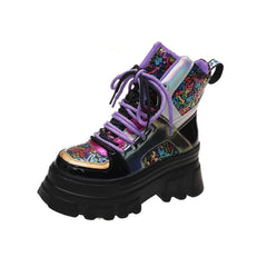 Colorful Sequined Platform Boots