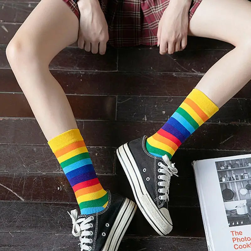 Colorful Stripes Cotton Socks One Size