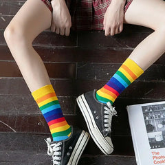 Colorful Stripes Cotton Socks One Size