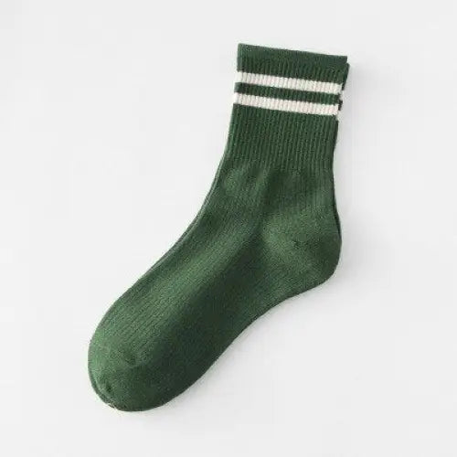 Colorful Stripes Cotton Socks One Size Green / Multicolor