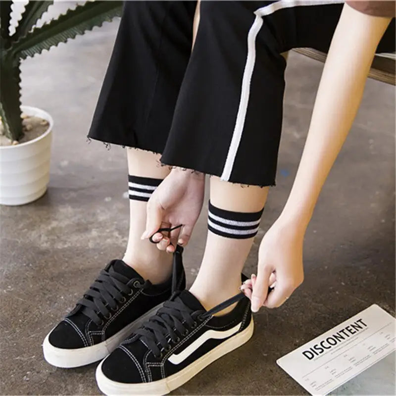 Colorful Stripes Cotton Socks One Size Kakhi / Multicolor