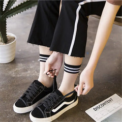 Colorful Stripes Cotton Socks One Size Kakhi / Multicolor