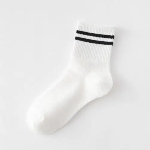 Colorful Stripes Cotton Socks One Size White-Black