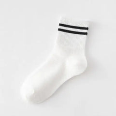 Colorful Stripes Cotton Socks One Size White-Black