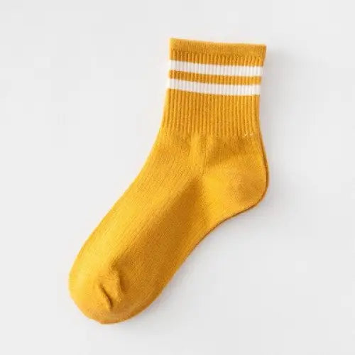 Colorful Stripes Cotton Socks - Yellow / One Size