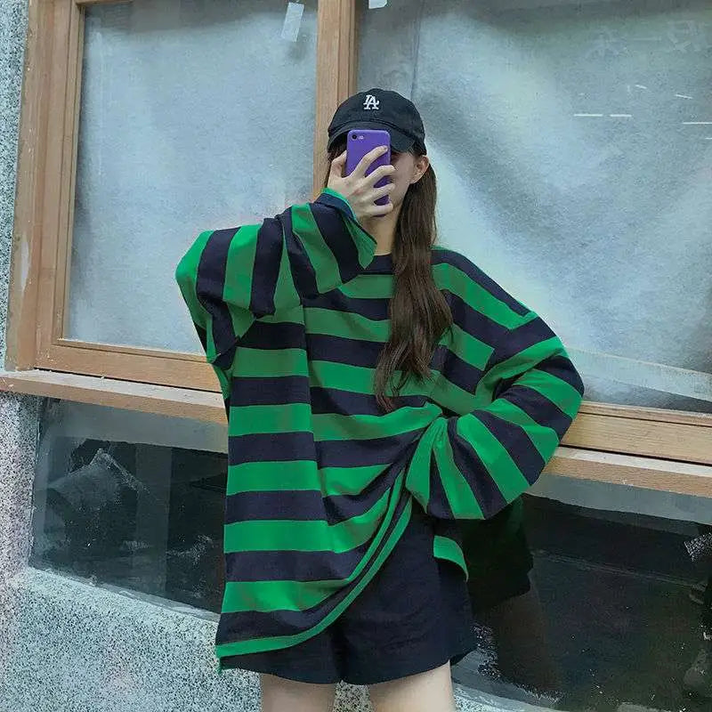 Colorful Stripes Korean Styles Sweatshirt for Men and Women