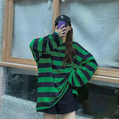 Colorful Stripes Korean Styles Sweatshirt for Men and Women
