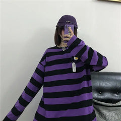 Colorful Stripes Korean Styles Sweatshirt for Men and Women
