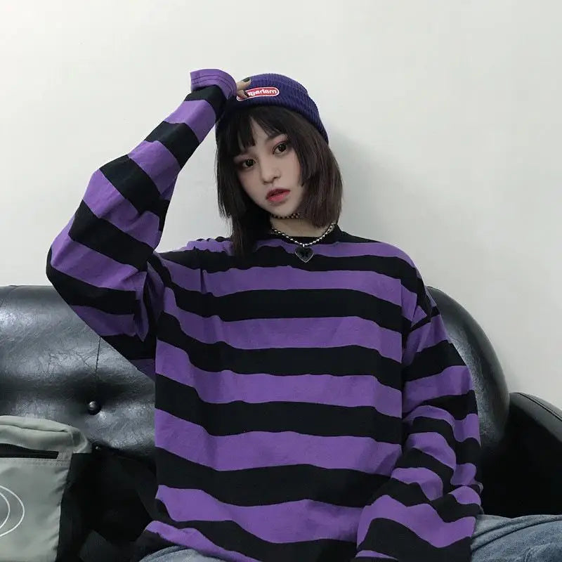 Colorful Stripes Korean Styles Sweatshirt for Men and Women