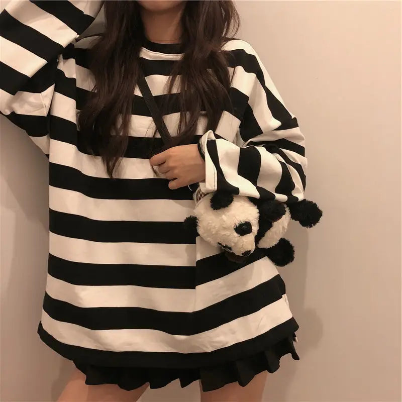 Colorful Stripes Korean Styles Sweatshirt for Men and Women