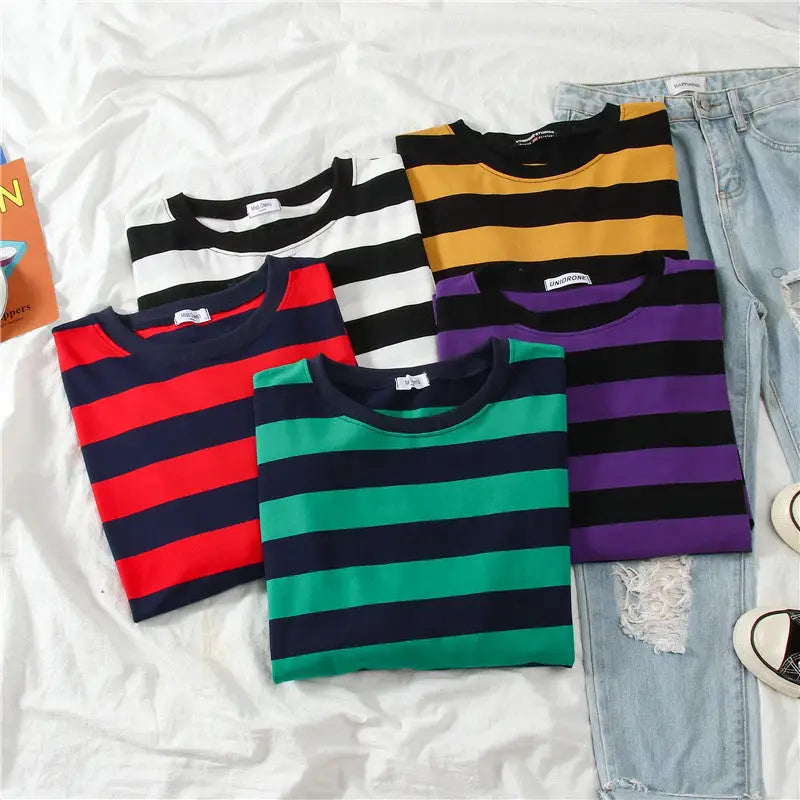 Colorful Stripes Korean Styles Sweatshirt for Men and Women