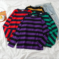 Colorful Stripes Korean Styles Sweatshirt for Men and Women