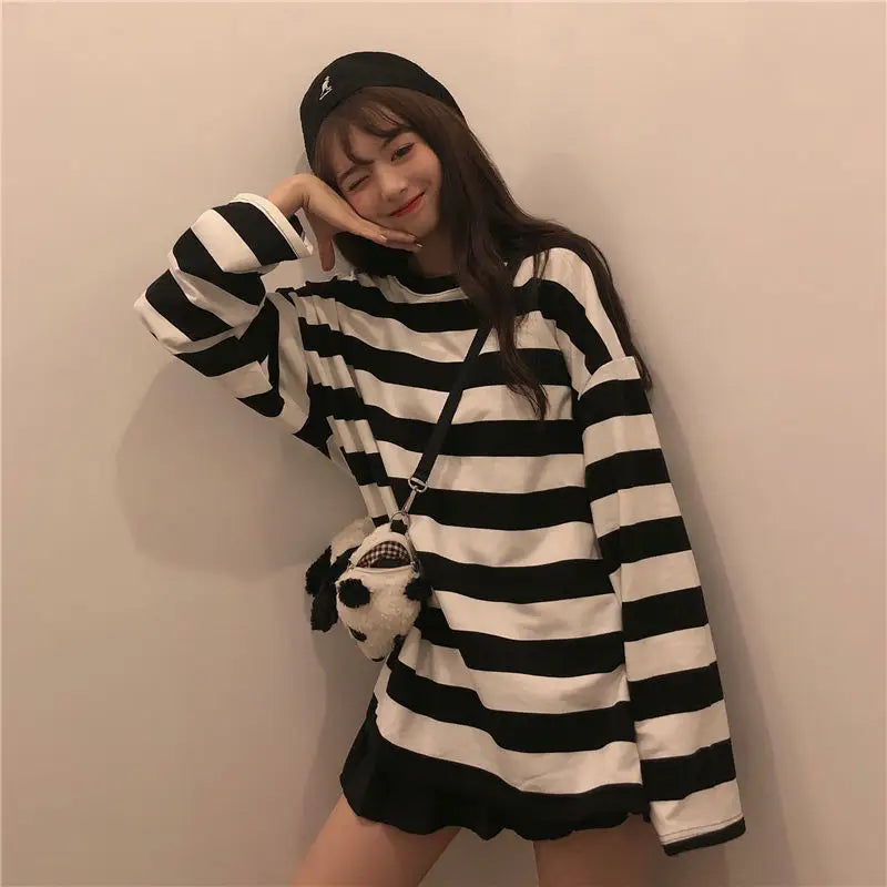 Colorful Stripes Korean Styles Sweatshirt for Men and Women