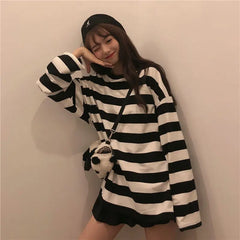 Colorful Stripes Korean Styles Sweatshirt for Men and Women