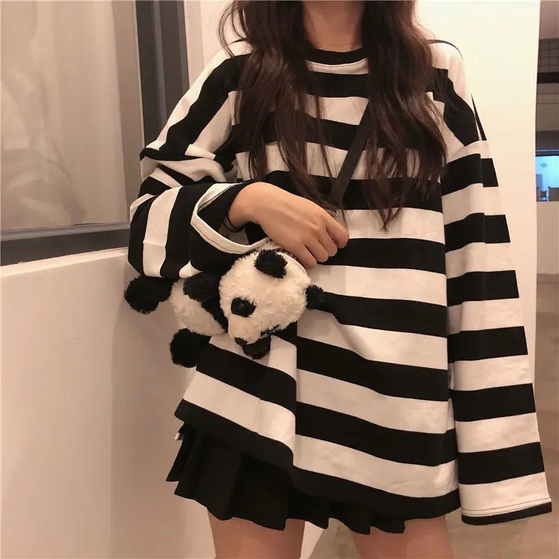 Colorful Stripes Korean Styles Sweatshirt for Men and Women