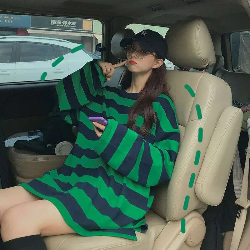 Colorful Stripes Korean Styles Sweatshirt for Men and Women