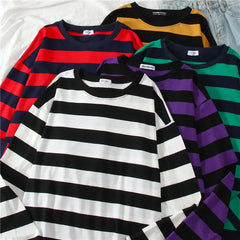 Colorful Stripes Korean Styles Sweatshirt for Men and Women