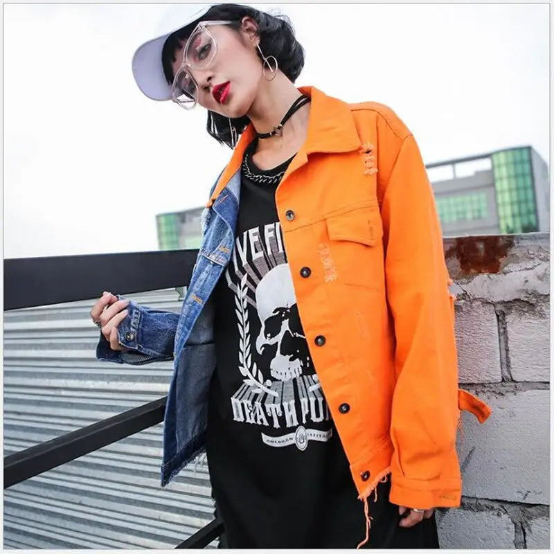 Colors Denim Jacket Women Oversized Street Style
