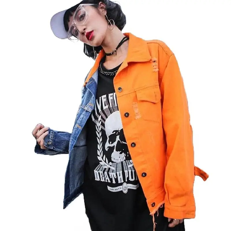 Colors Denim Jacket Women Oversized Street Style