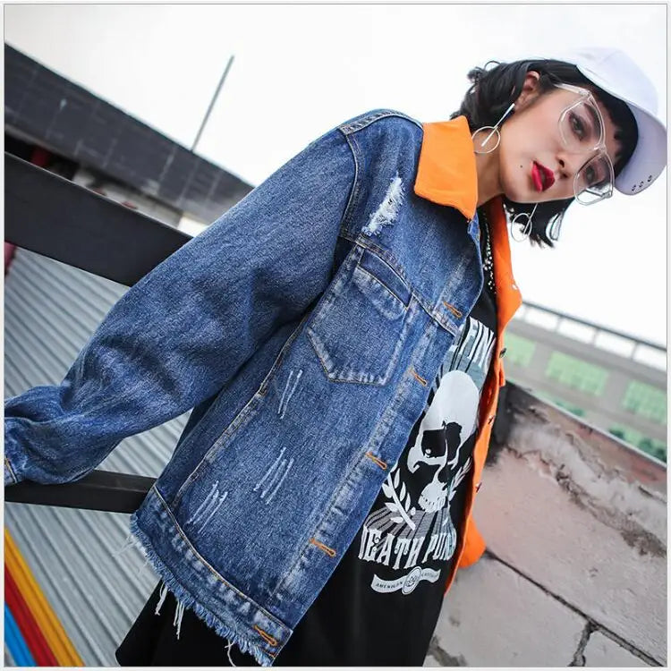 Colors Denim Jacket Women Oversized Street Style Light blue