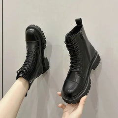 Combat Thin Sole Ankle Zipper Boots - boots