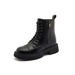 Combat Thin Sole Ankle Zipper Boots - boots