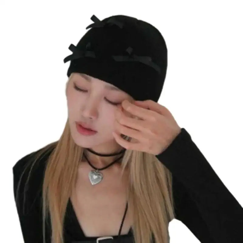 Comfortable Lace-Up Knitted Beanie for Everyday Wear