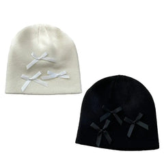 Comfortable Lace-Up Knitted Beanie for Everyday Wear