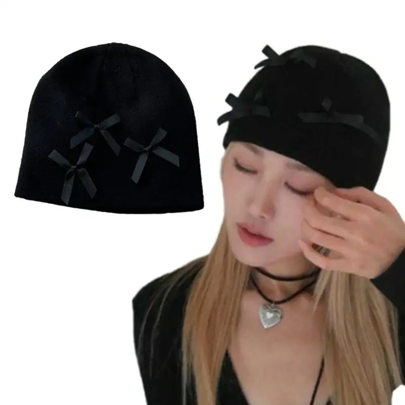 Comfortable Lace-Up Knitted Beanie for Everyday Wear