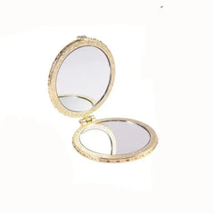 Compact Pocket Floral Mirror Two Side Portable Design