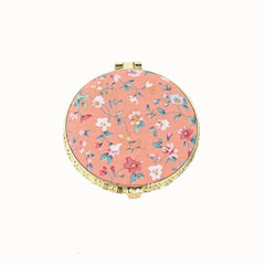Compact Pocket Floral Mirror Two Side Portable Design Pink