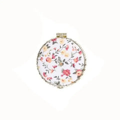 Compact Pocket Floral Mirror Two Side Portable Design White