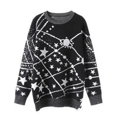 Constellation Galaxy Loose Knit Sweater for Men and Women