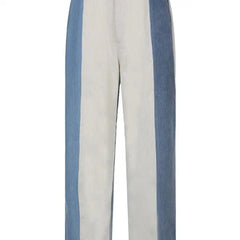 Contrast Color Pockets Corduroy High-Waist Pants