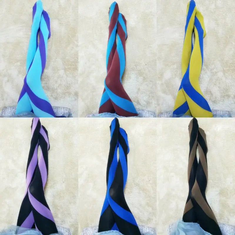 Contrast Color Twist Stockings